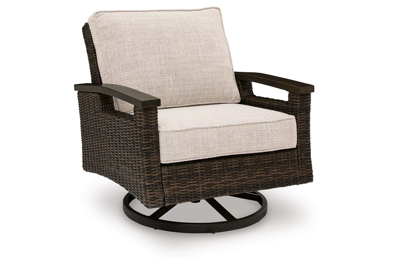 Drakes Beach Outdoor Swivel Lounge Chair Set of 2 In Dark Brown P760821