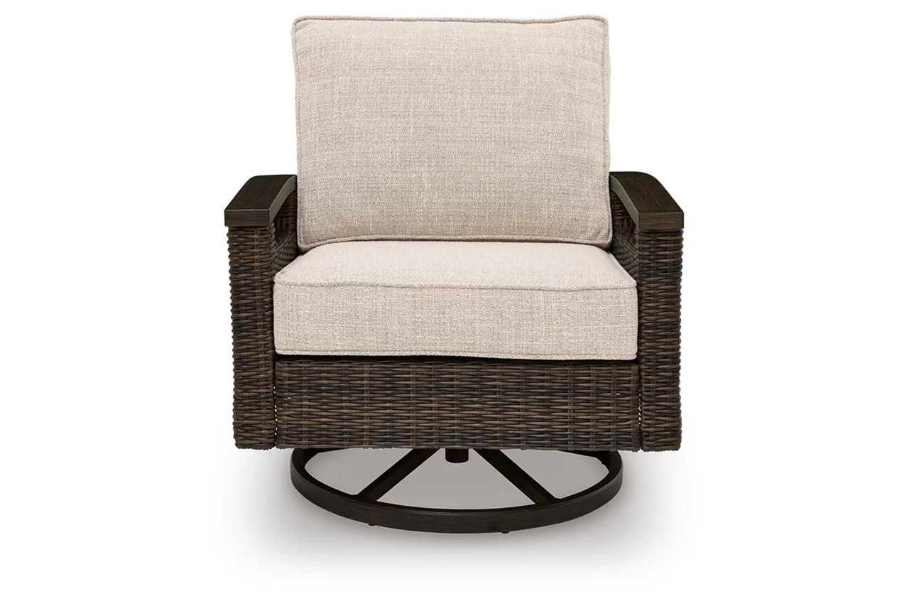 Drakes Beach Outdoor Swivel Lounge Chair Set of 2 In Dark Brown P760821