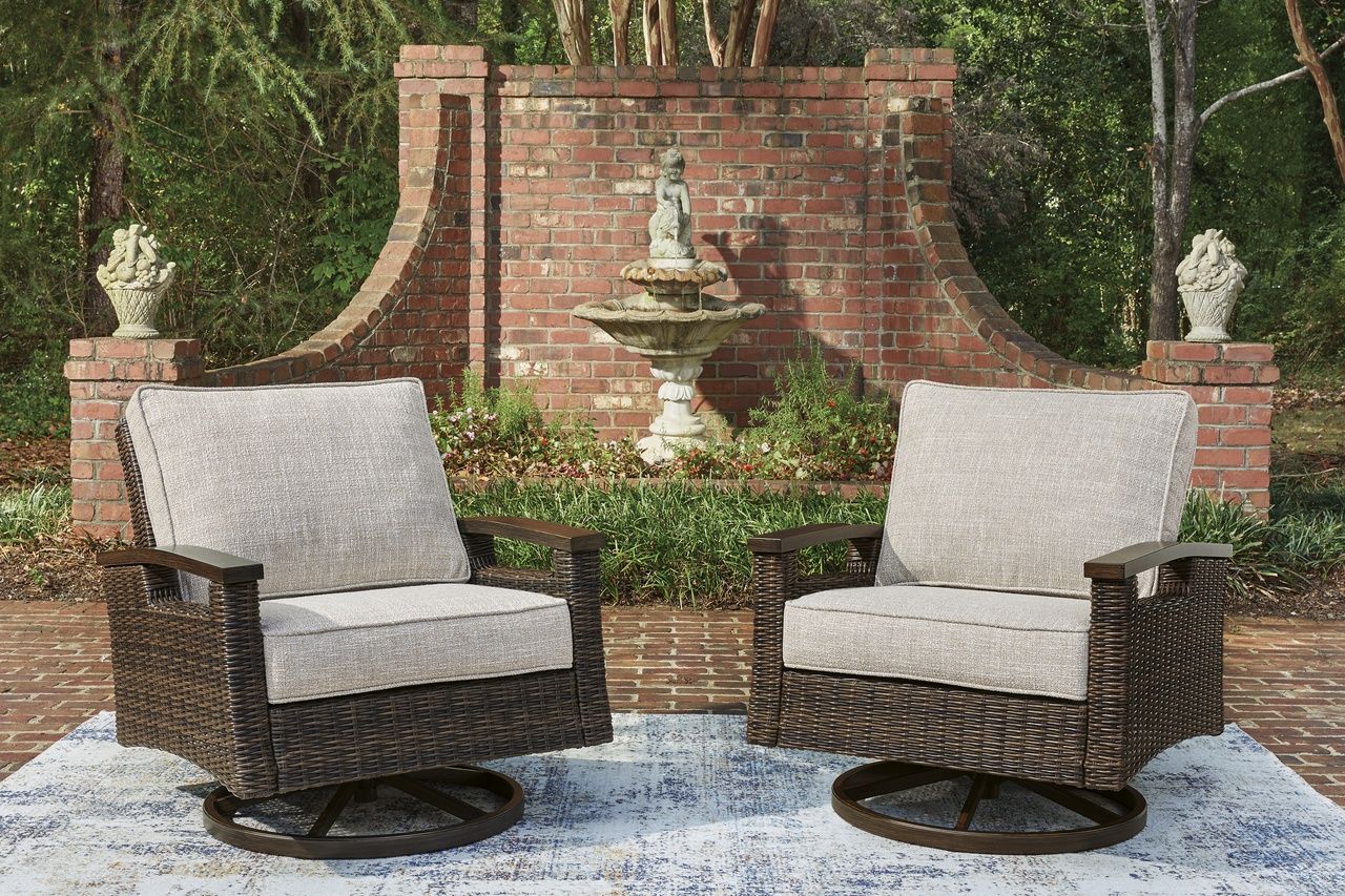 Drakes Beach Outdoor Swivel Lounge Chair Set of 2 In Dark Brown P760821