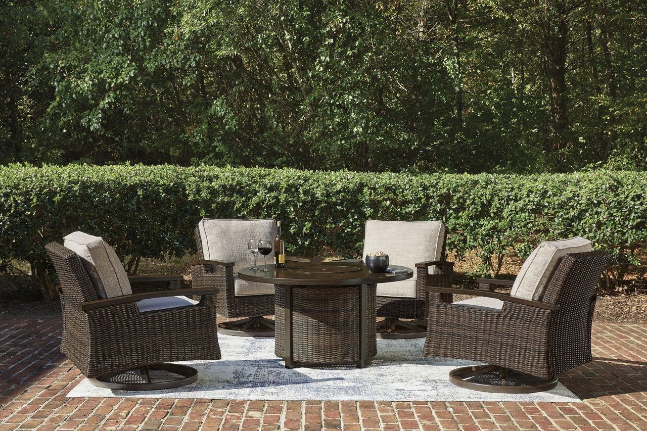 Drakes Beach Outdoor Swivel Lounge Chair Set of 2 In Dark Brown P760821