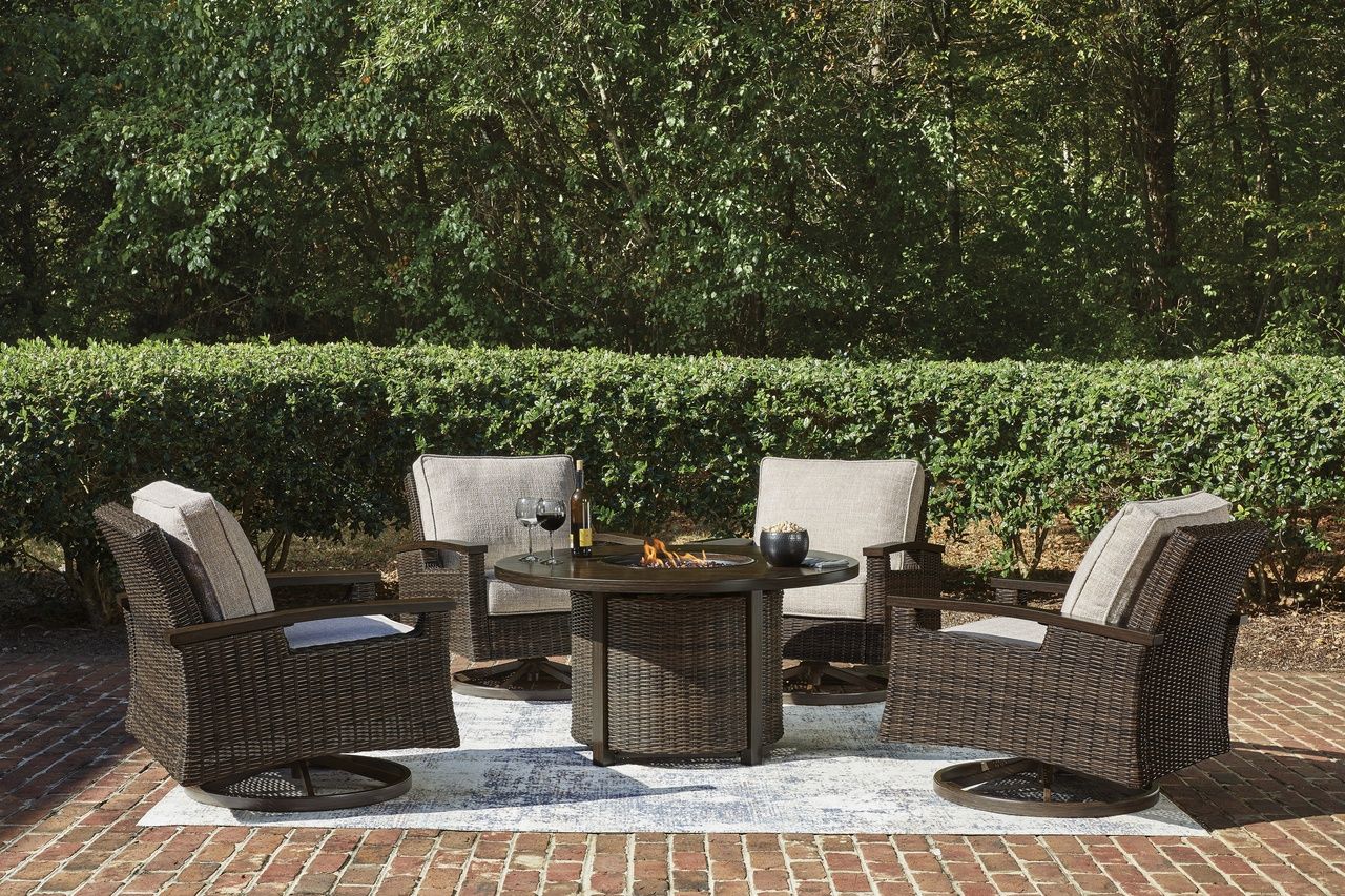 Drakes Beach Outdoor Swivel Lounge Chair Set of 2 In Dark Brown P760821