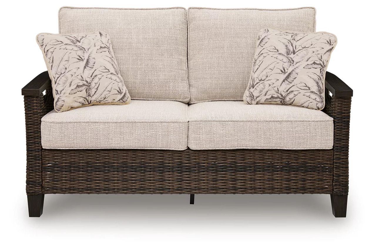 Drakes Beach Outdoor Loveseat with Cushion In Dark Brown P760835