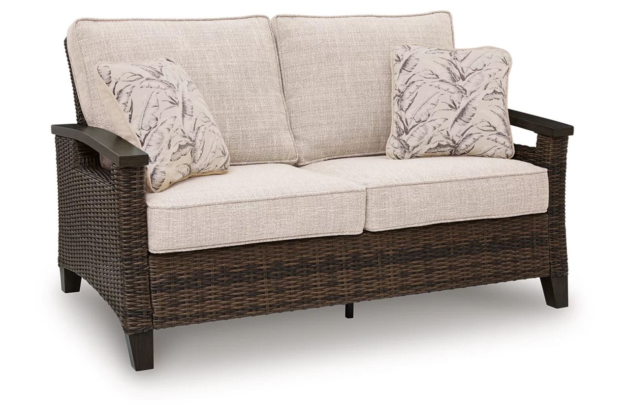 Drakes Beach Outdoor Loveseat with Cushion In Dark Brown P760835