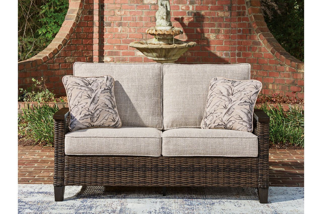 Drakes Beach Outdoor Loveseat with Cushion In Dark Brown P760835