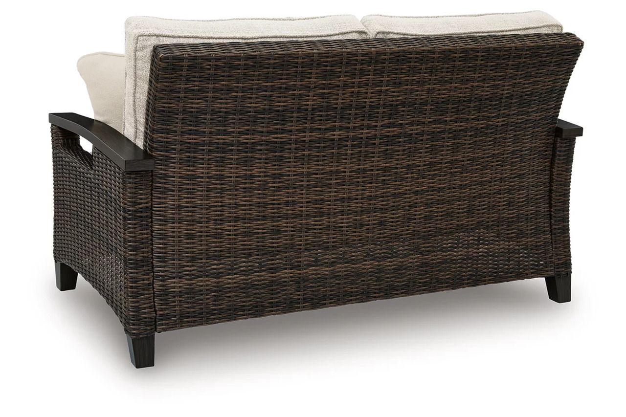Drakes Beach Outdoor Loveseat with Cushion In Dark Brown P760835