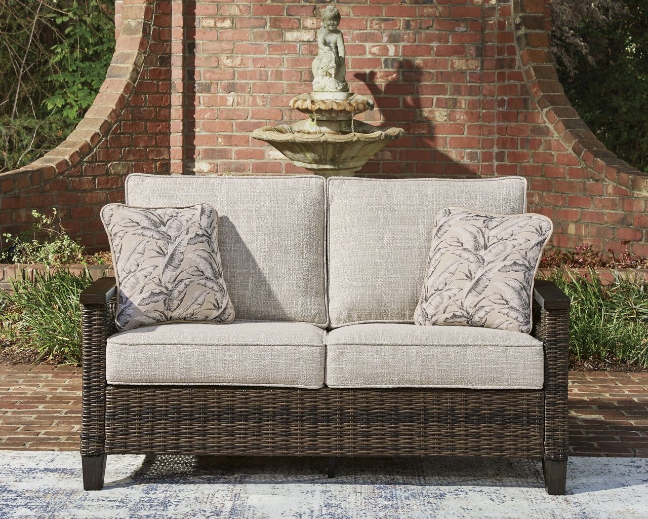 Drakes Beach Outdoor Loveseat with Cushion In Dark Brown P760835