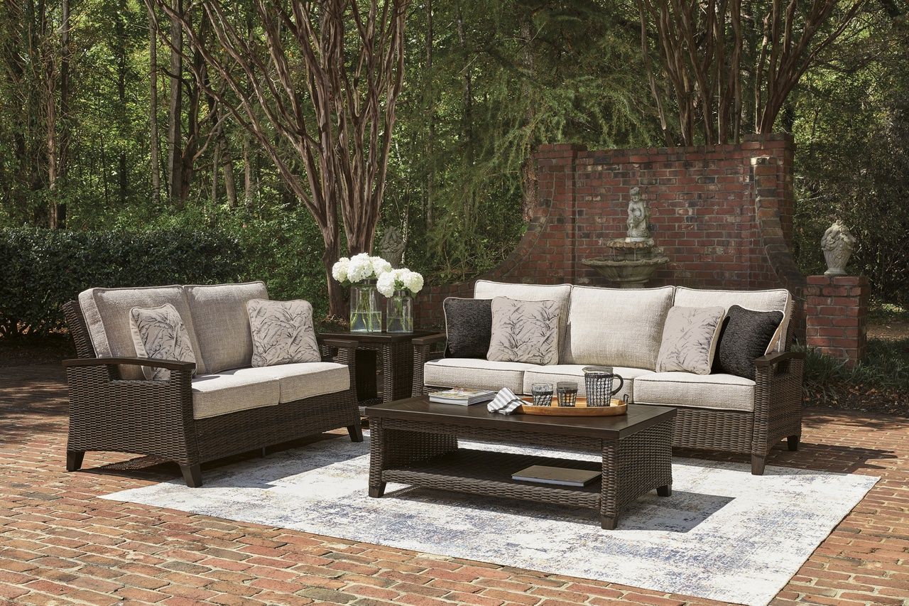 Drakes Beach Outdoor Loveseat with Cushion In Dark Brown P760835