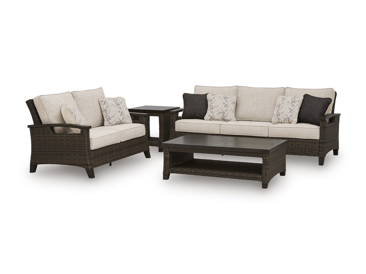 Drakes Beach Outdoor Loveseat with Cushion In Dark Brown P760835