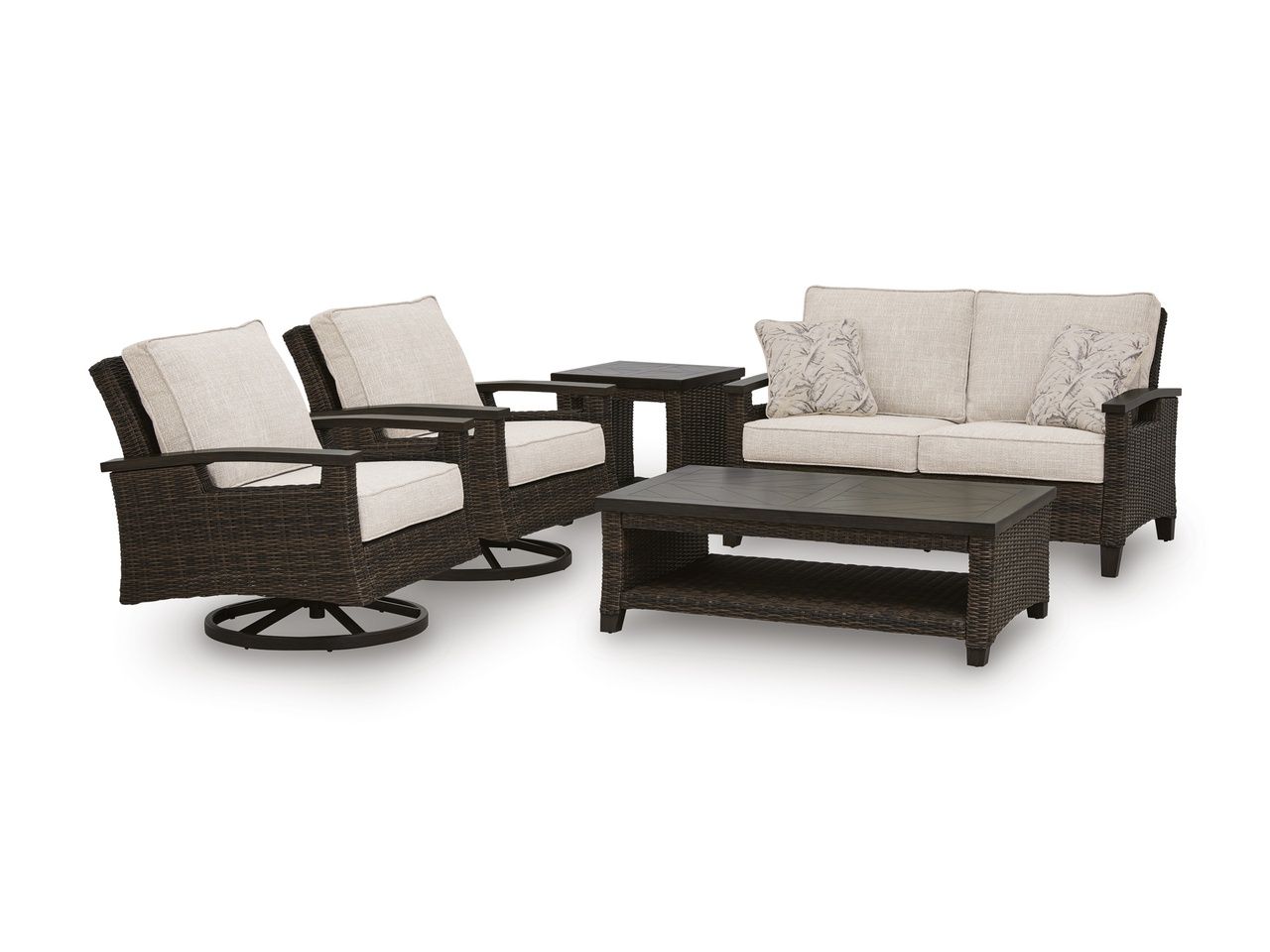 Drakes Beach Outdoor Loveseat with Cushion In Dark Brown P760835