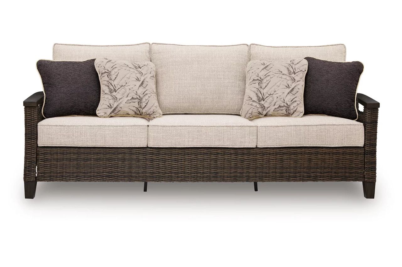 Drakes Beach Outdoor Sofa with Cushion In Dark Brown P760838