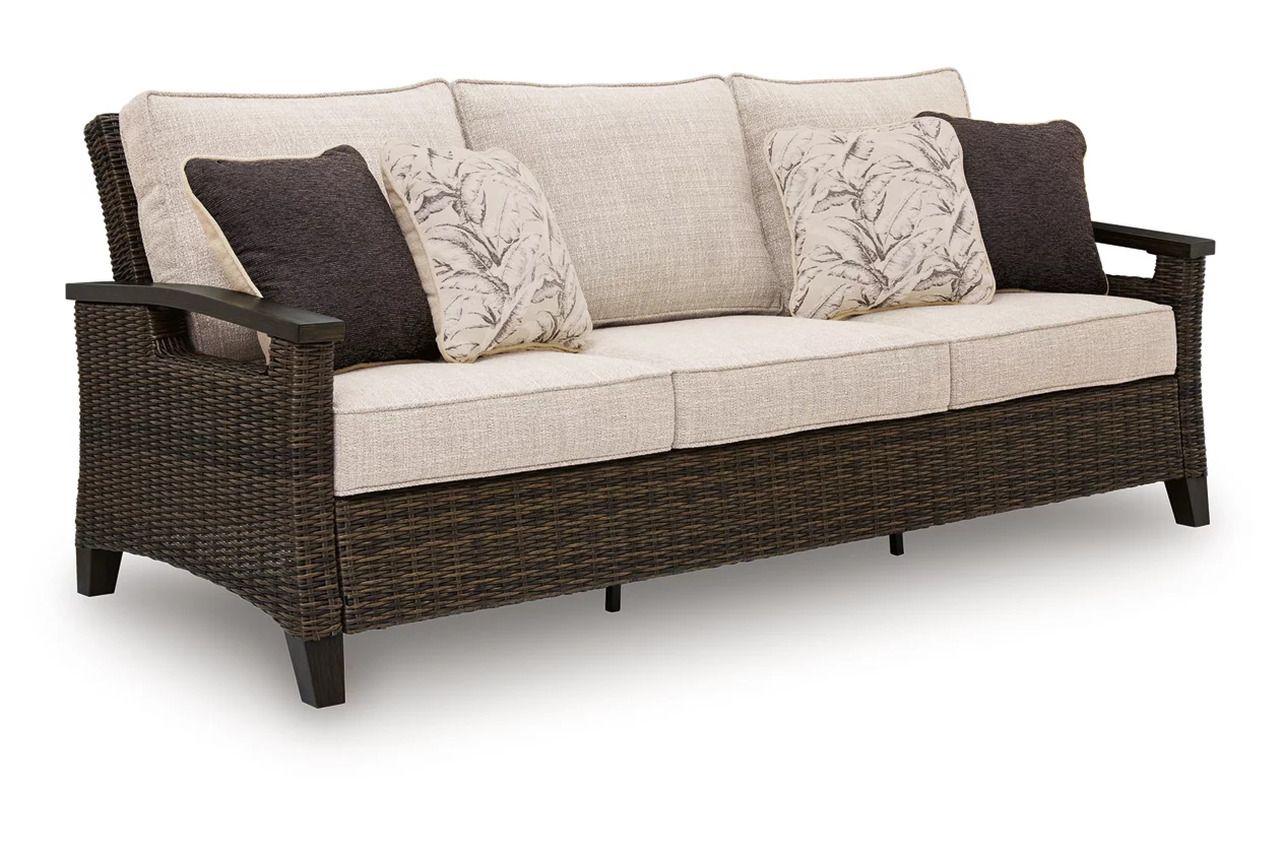 Drakes Beach Outdoor Sofa with Cushion In Dark Brown P760838