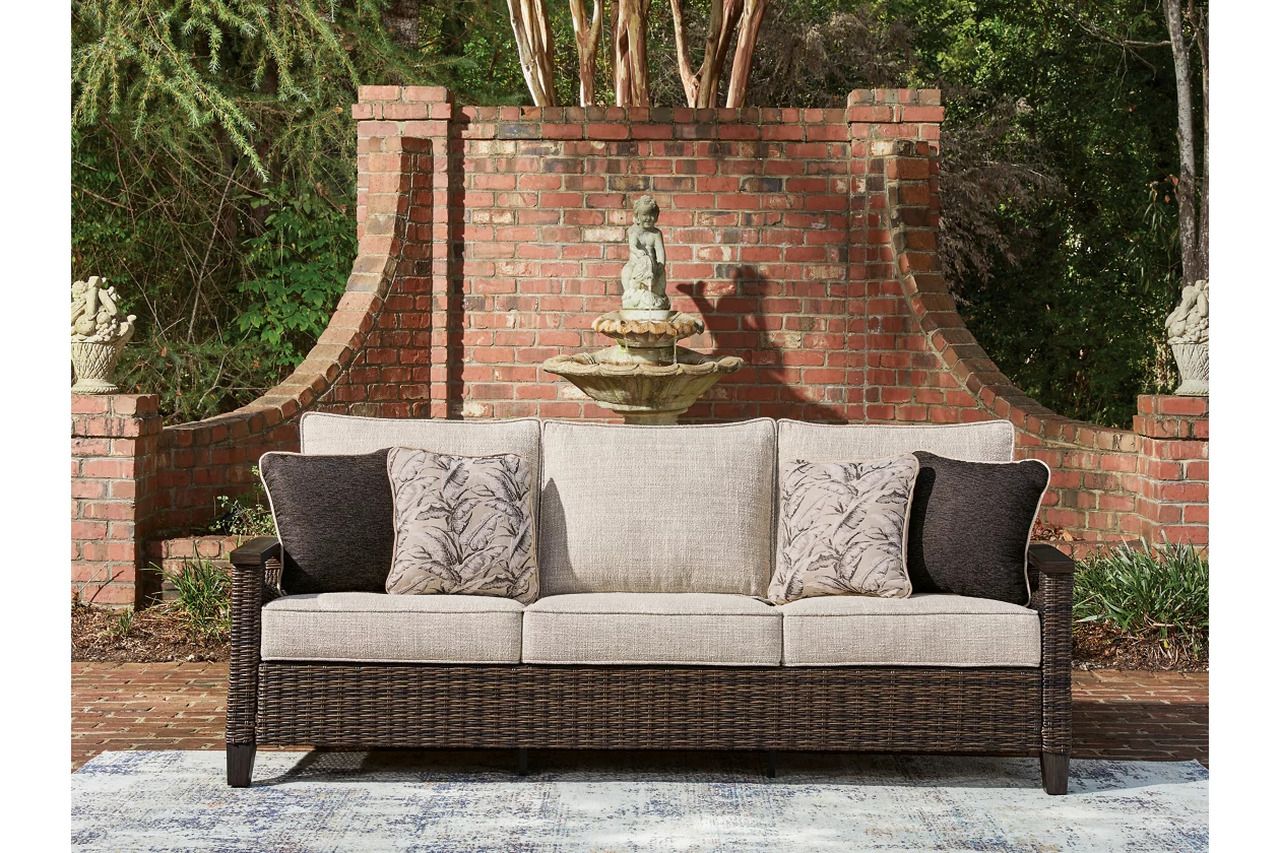 Drakes Beach Outdoor Sofa with Cushion In Dark Brown P760838