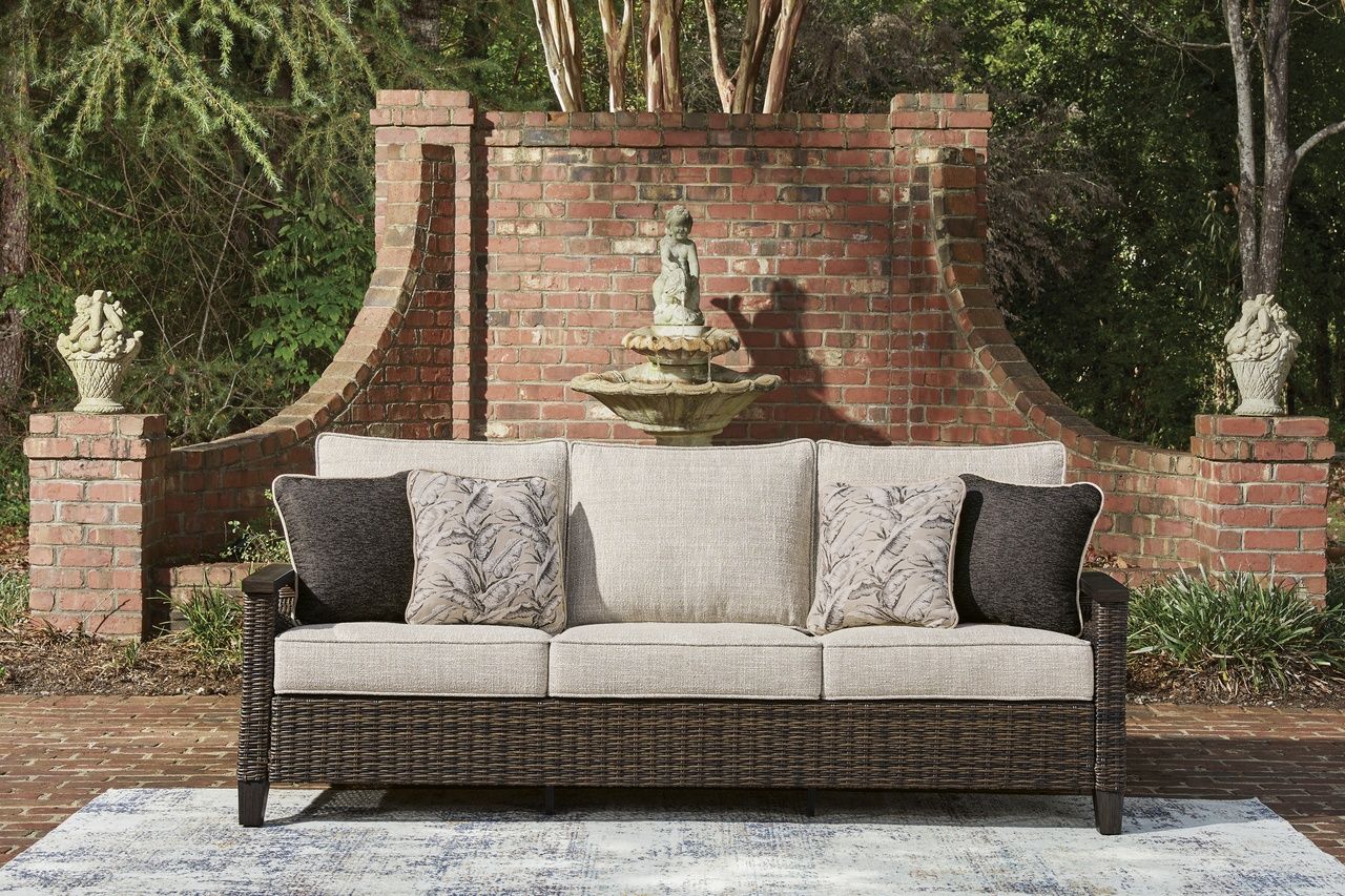 Drakes Beach Outdoor Sofa with Cushion In Dark Brown P760838