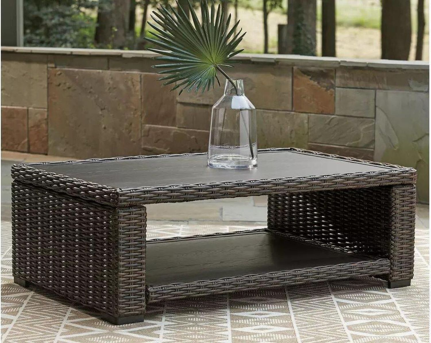 Grasson Lane Brown Outdoor Rectangular Cocktail Table P783701