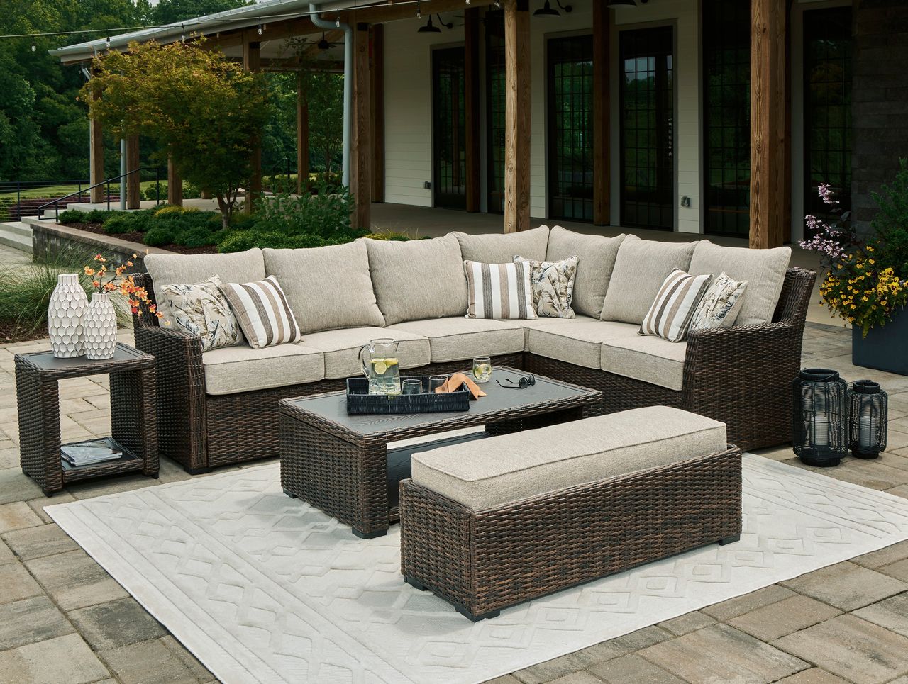 Grasson Lane Brown Outdoor Rectangular Cocktail Table P783701