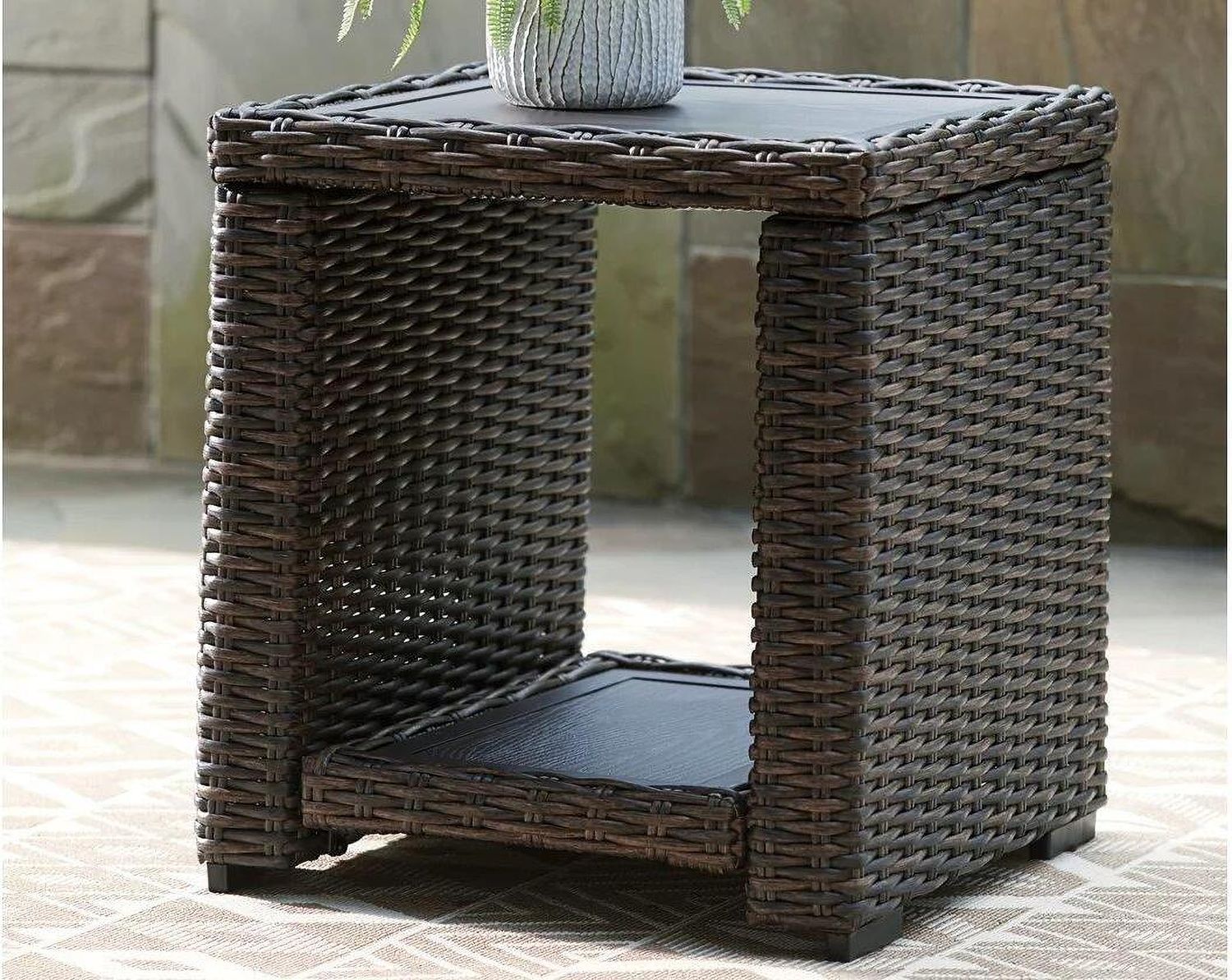 Grasson Lane Brown Outdoor Square End Table P783702