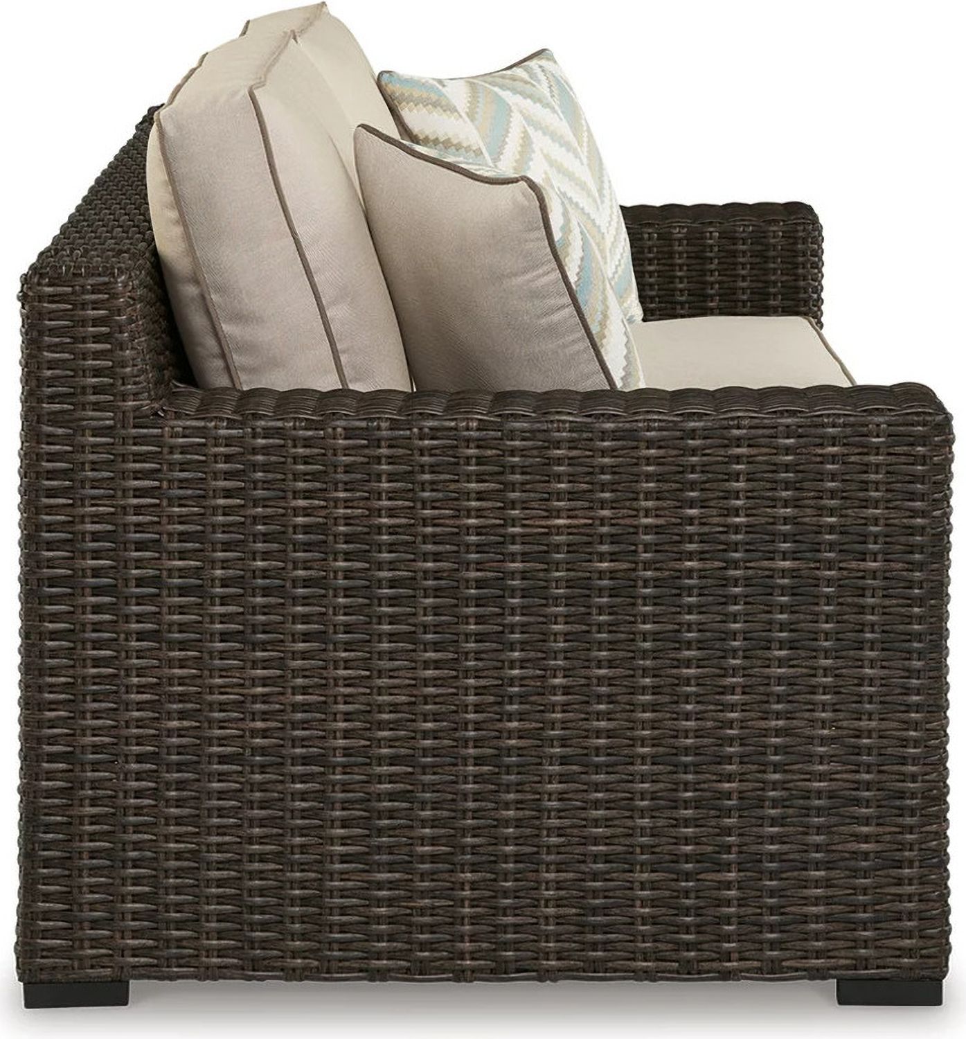 Coastline Bay Outdoor Loveseat With Cushion In Brown P784835
