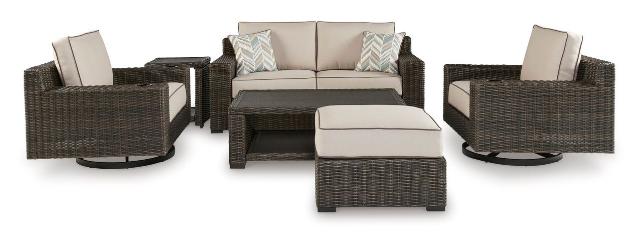 Coastline Bay Outdoor Loveseat With Cushion In Brown P784835