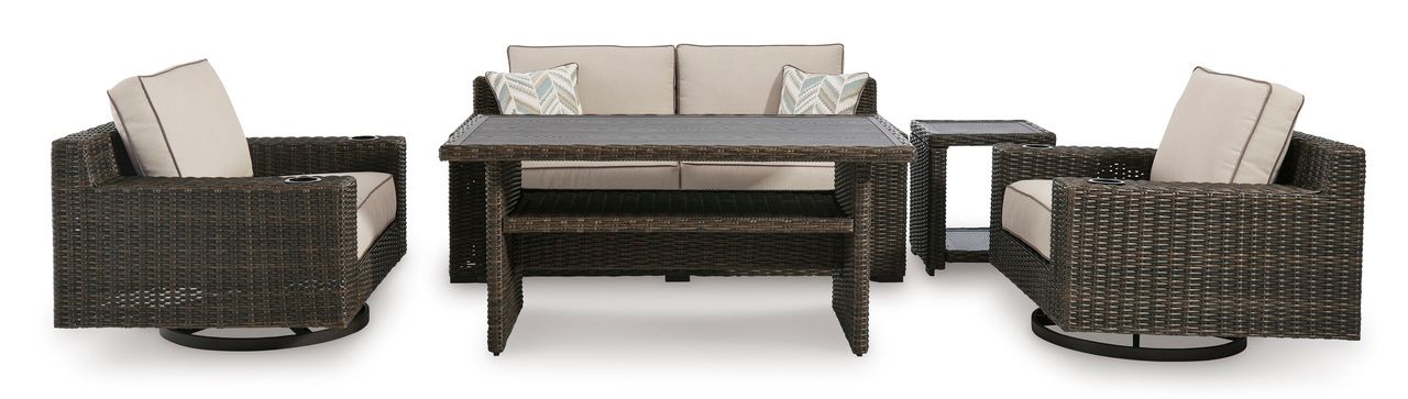 Coastline Bay Outdoor Loveseat With Cushion In Brown P784835
