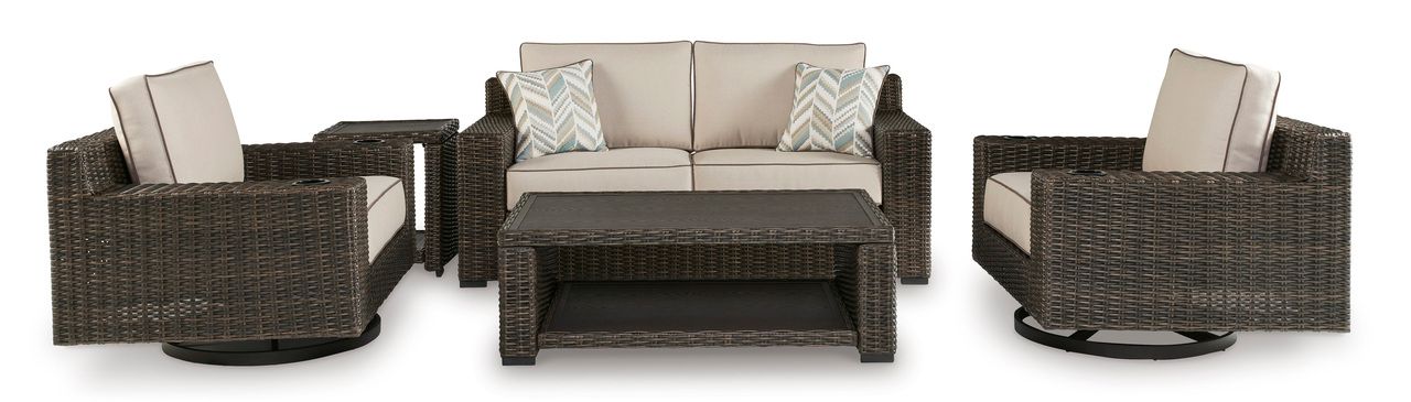 Coastline Bay Outdoor Loveseat With Cushion In Brown P784835
