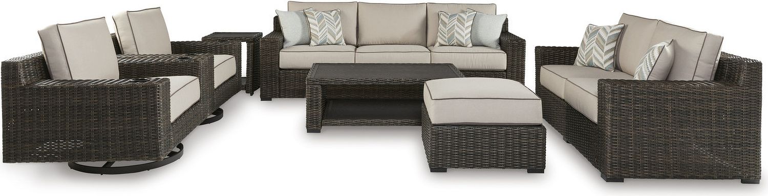 Coastline Bay Outdoor Loveseat With Cushion In Brown P784835