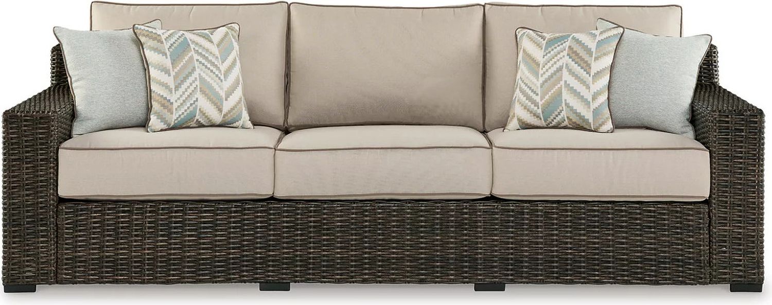 Coastline Bay Brown Sofa with Cushion P784838