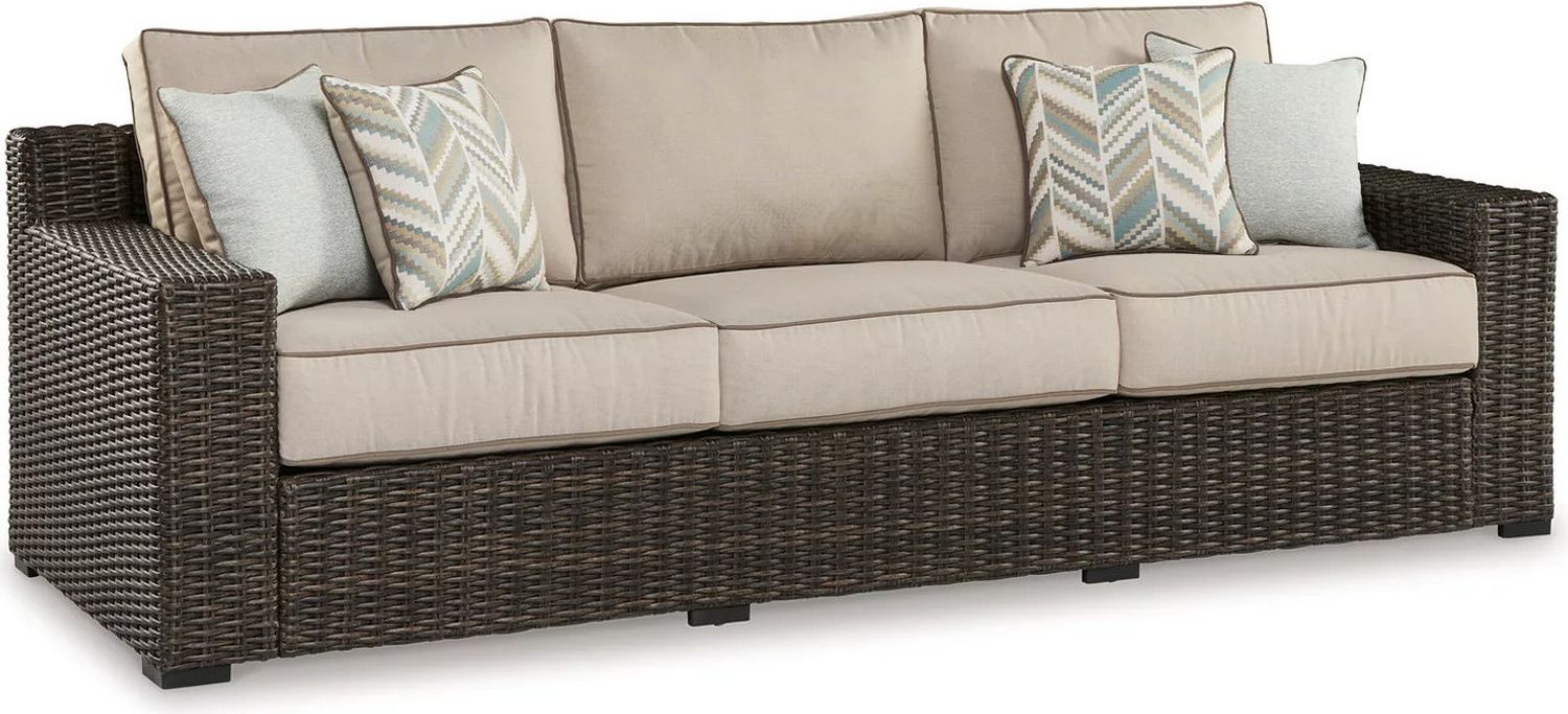 Coastline Bay Brown Sofa with Cushion P784838