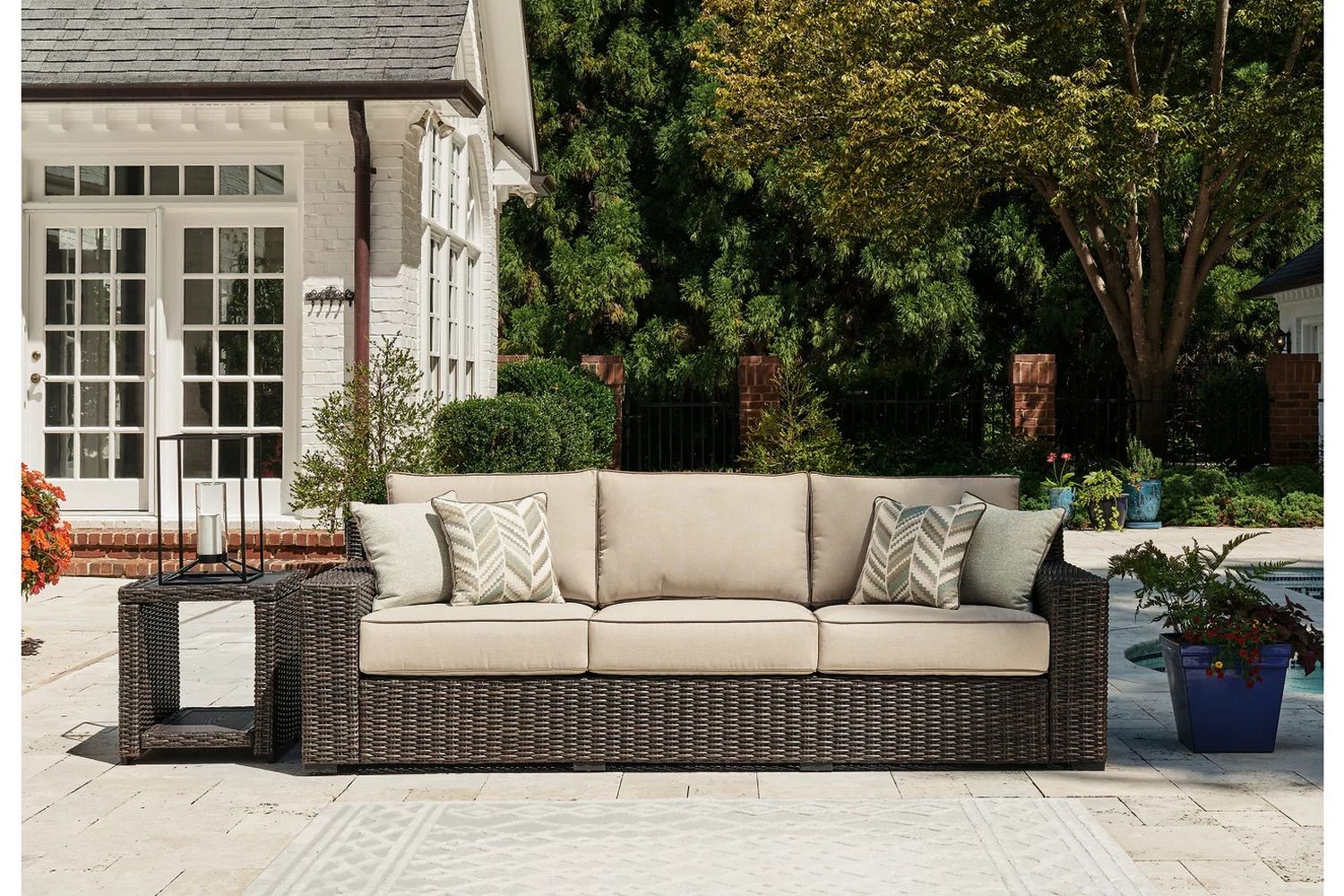 Coastline Bay Brown Sofa with Cushion P784838