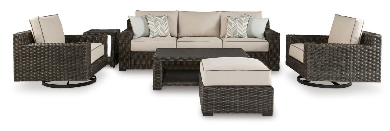 Coastline Bay Brown Sofa with Cushion P784838