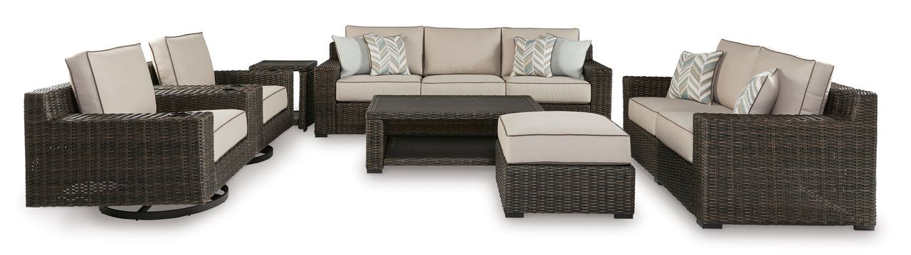 Coastline Bay Brown Sofa with Cushion P784838