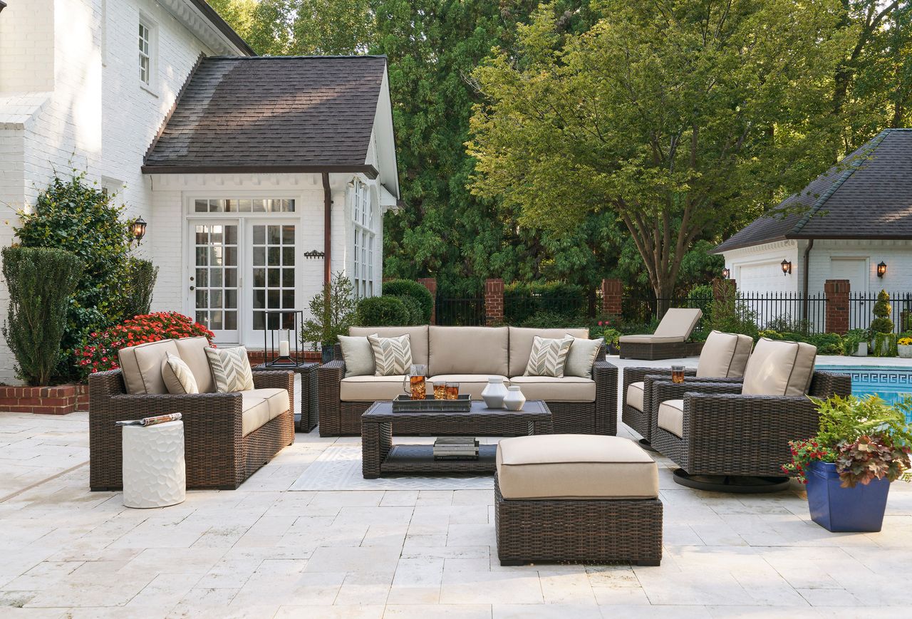 Coastline Bay Brown Sofa with Cushion P784838
