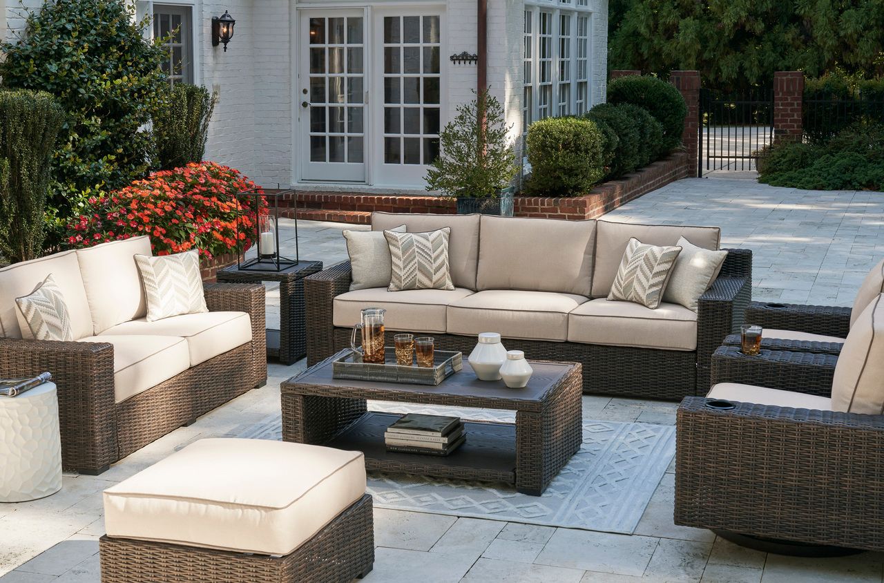 Coastline Bay Brown Sofa with Cushion P784838