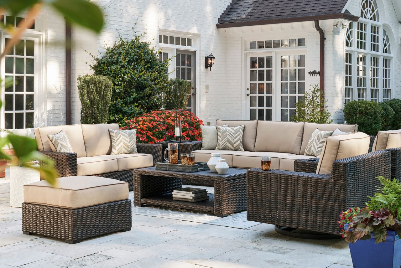 Coastline Bay Brown Sofa with Cushion P784838