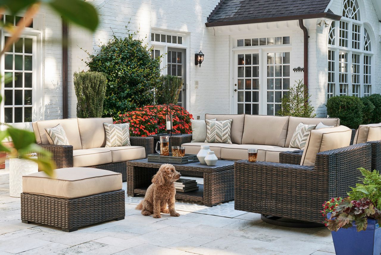 Coastline Bay Brown Sofa with Cushion P784838