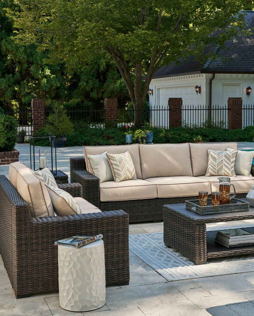 Coastline Bay Brown Sofa with Cushion P784838