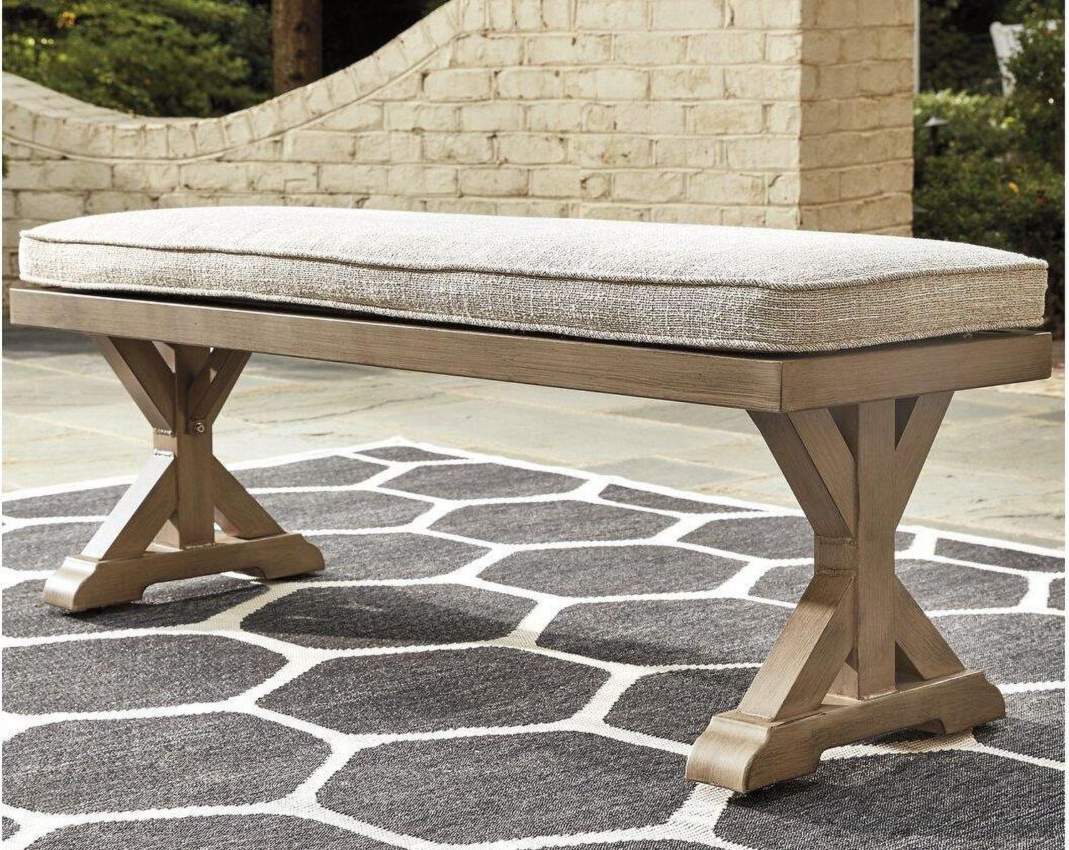 Beachcroft Beige Bench with Cushion P791600