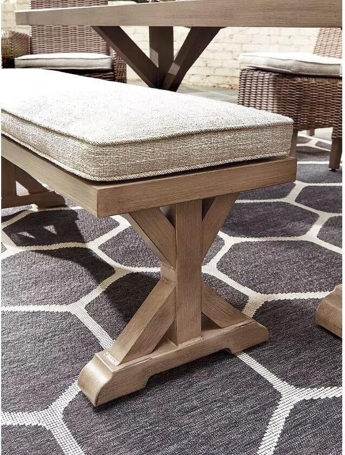 Beachcroft Beige Bench with Cushion P791600