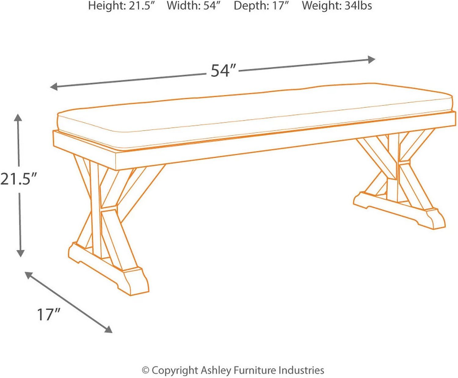 Beachcroft Beige Bench with Cushion P791600