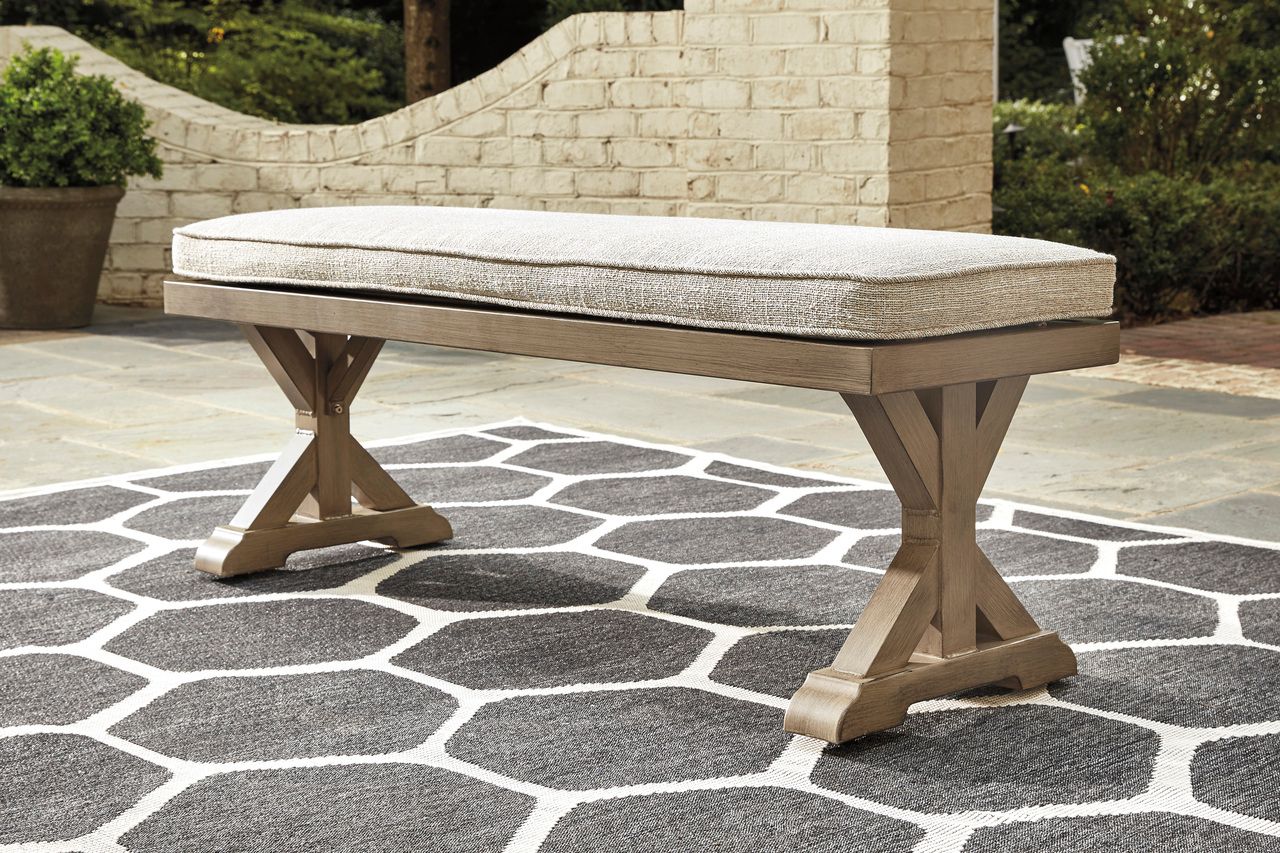 Beachcroft Beige Bench with Cushion P791600