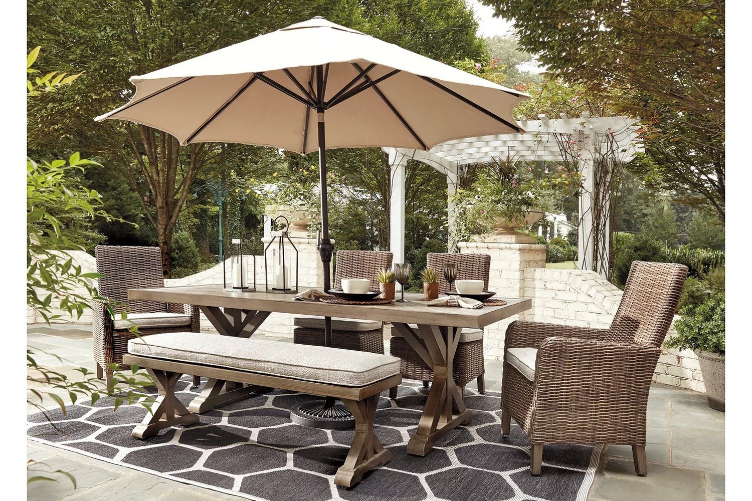 Beachcroft Beige Rectangular Dining Table P791625