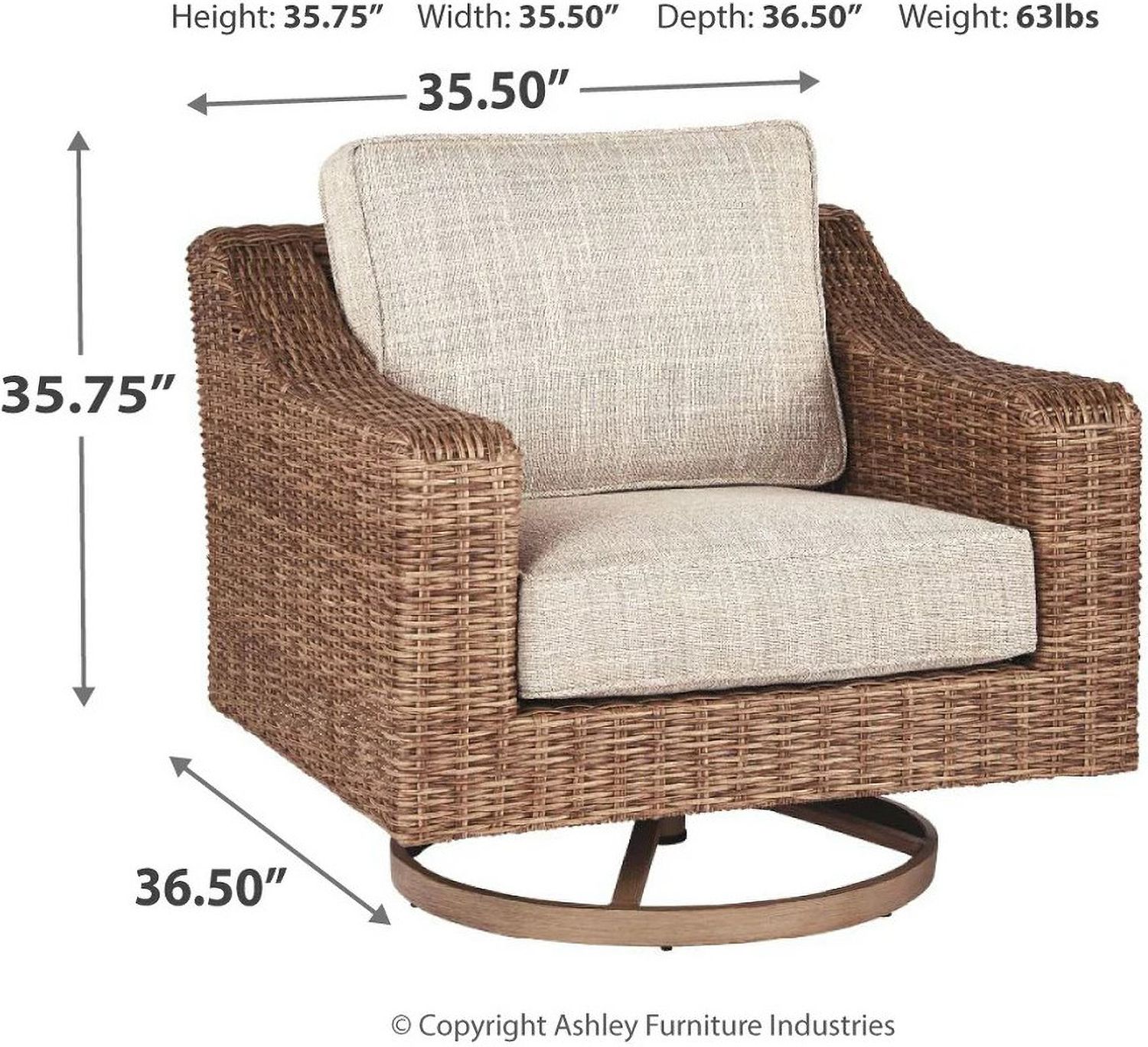 Beachcroft Light Gray Outdoor Swivel Lounge Chair P791821