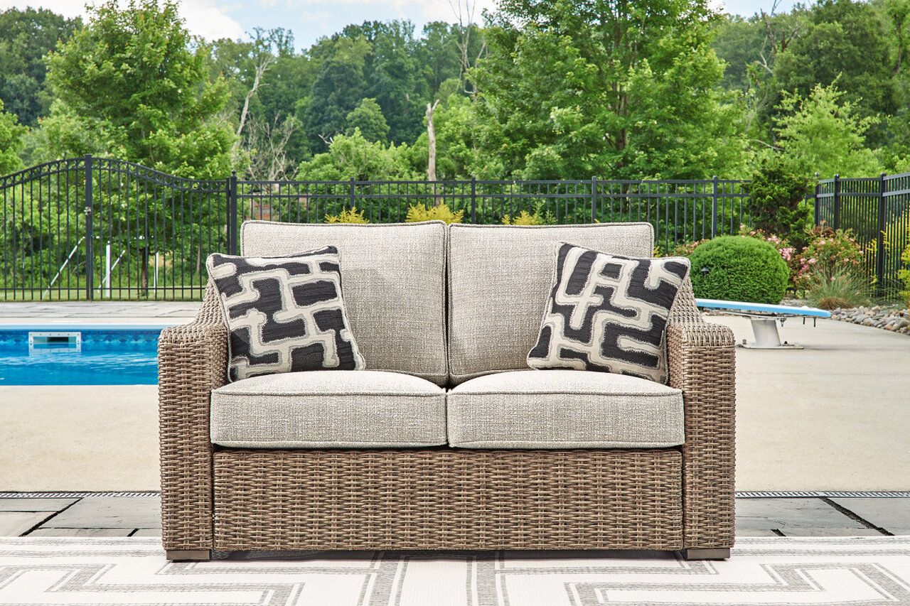 Beachcroft Outdoor Loveseat with Cushion In Beige P791835