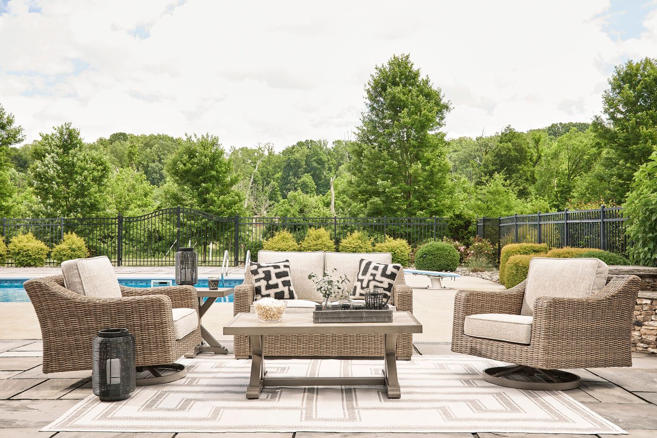 Beachcroft Outdoor Loveseat with Cushion In Beige P791835