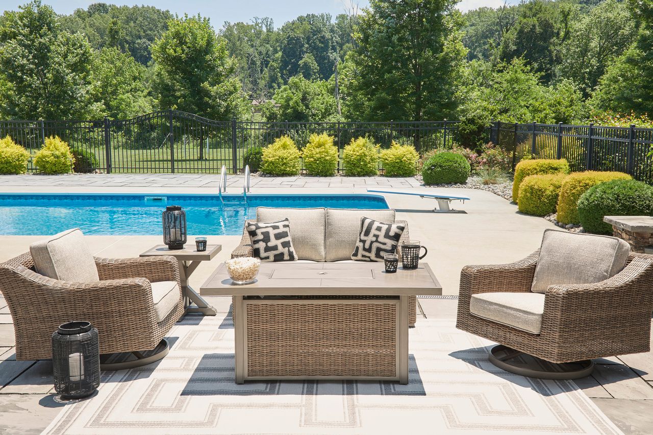 Beachcroft Outdoor Loveseat with Cushion In Beige P791835