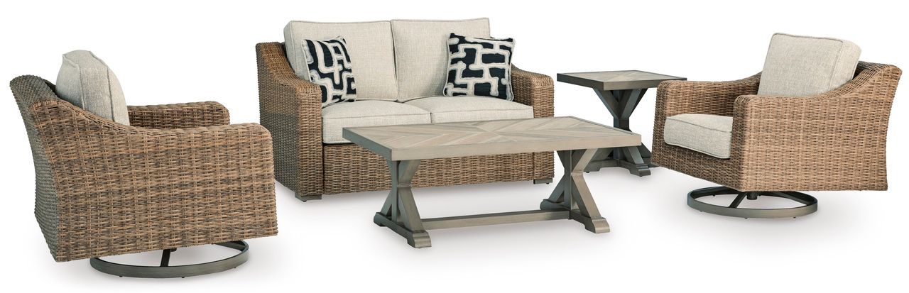 Beachcroft Outdoor Loveseat with Cushion In Beige P791835