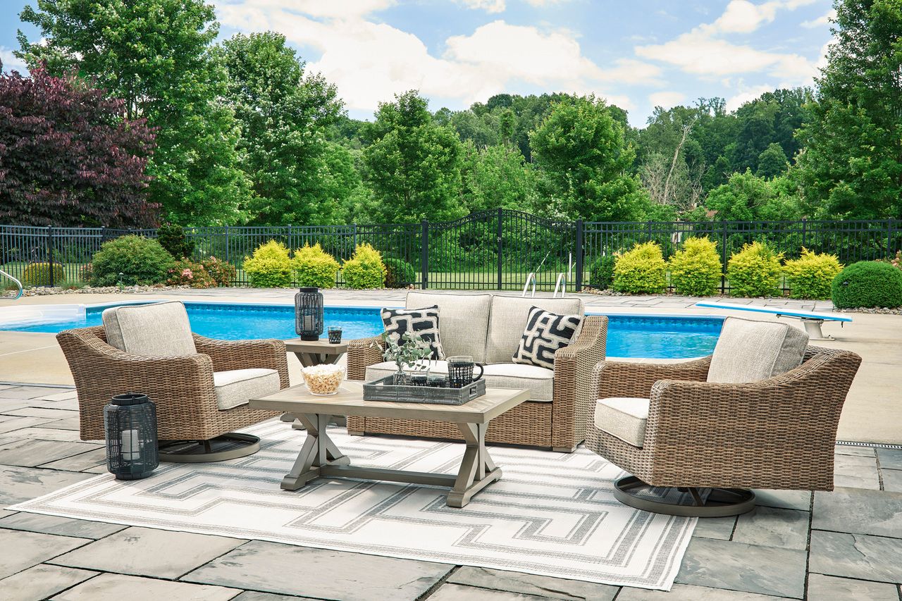Beachcroft Outdoor Loveseat with Cushion In Beige P791835