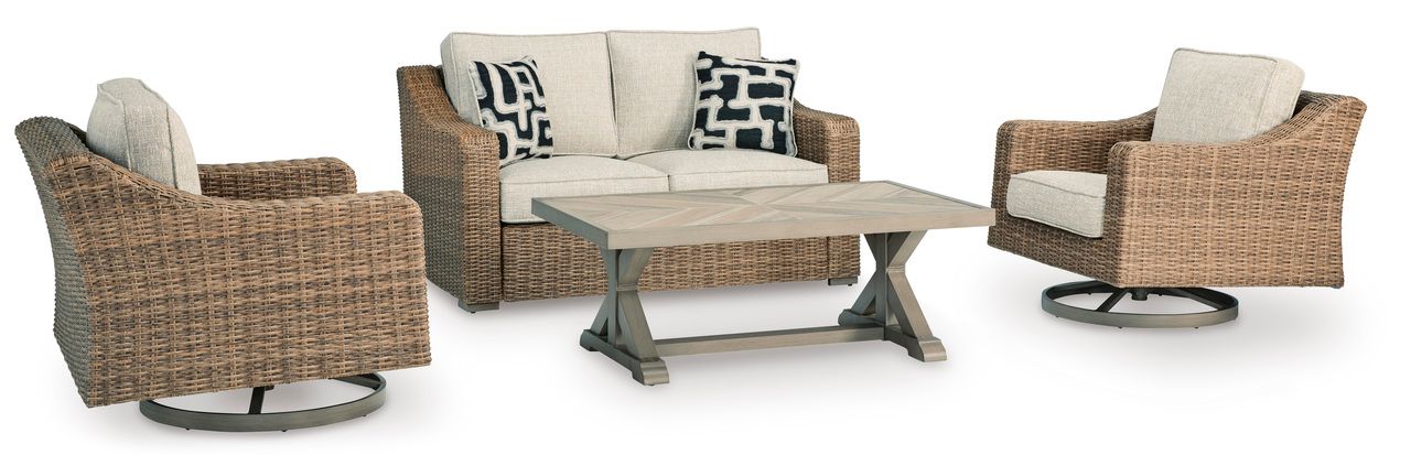 Beachcroft Outdoor Loveseat with Cushion In Beige P791835