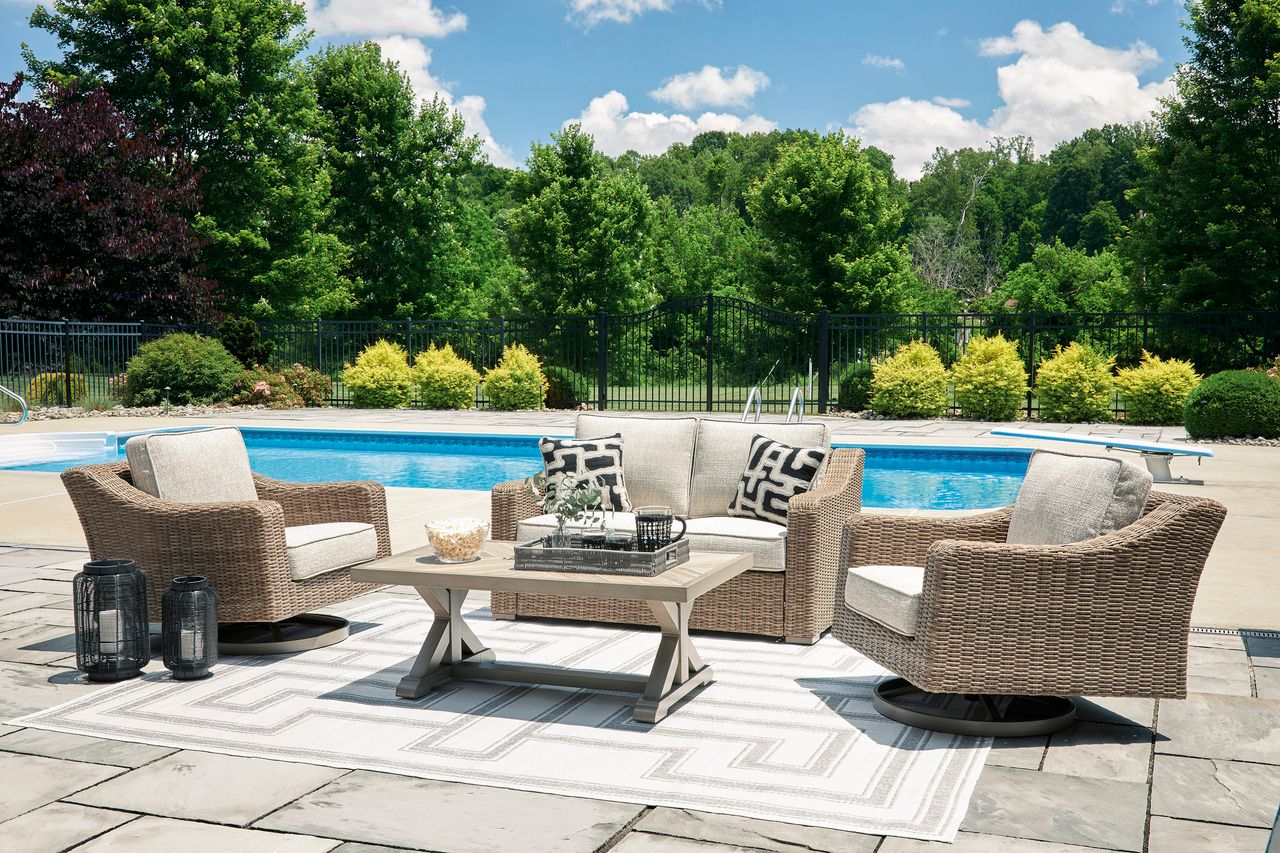 Beachcroft Outdoor Loveseat with Cushion In Beige P791835