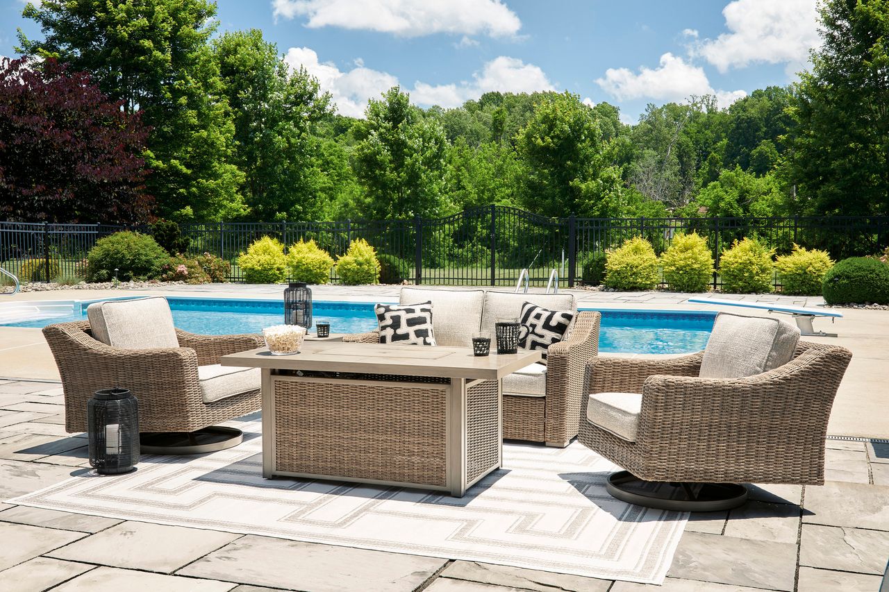 Beachcroft Outdoor Loveseat with Cushion In Beige P791835