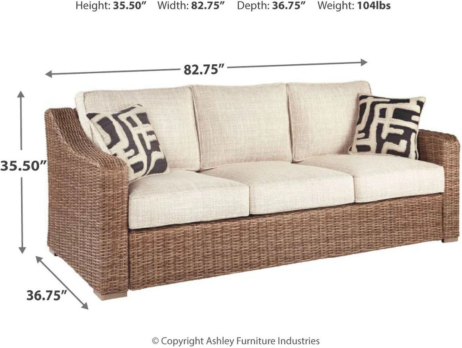 Beachcroft Light Gray Outdoor Sofa with Cushion P791838